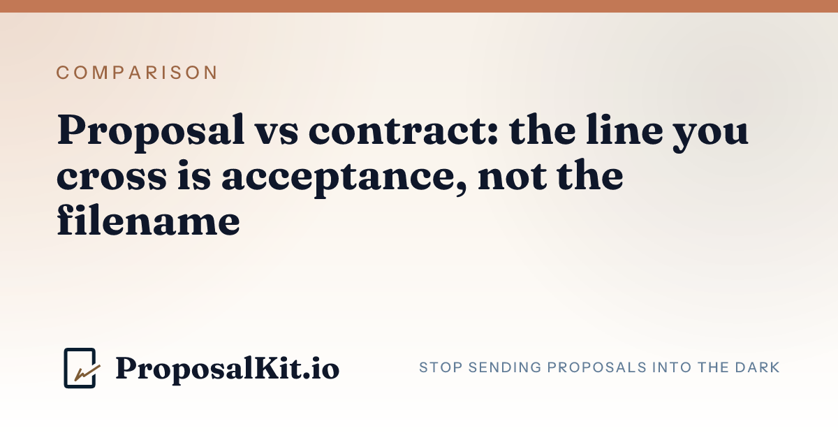 Proposal vs contract: the line you cross is acceptance, not the filename